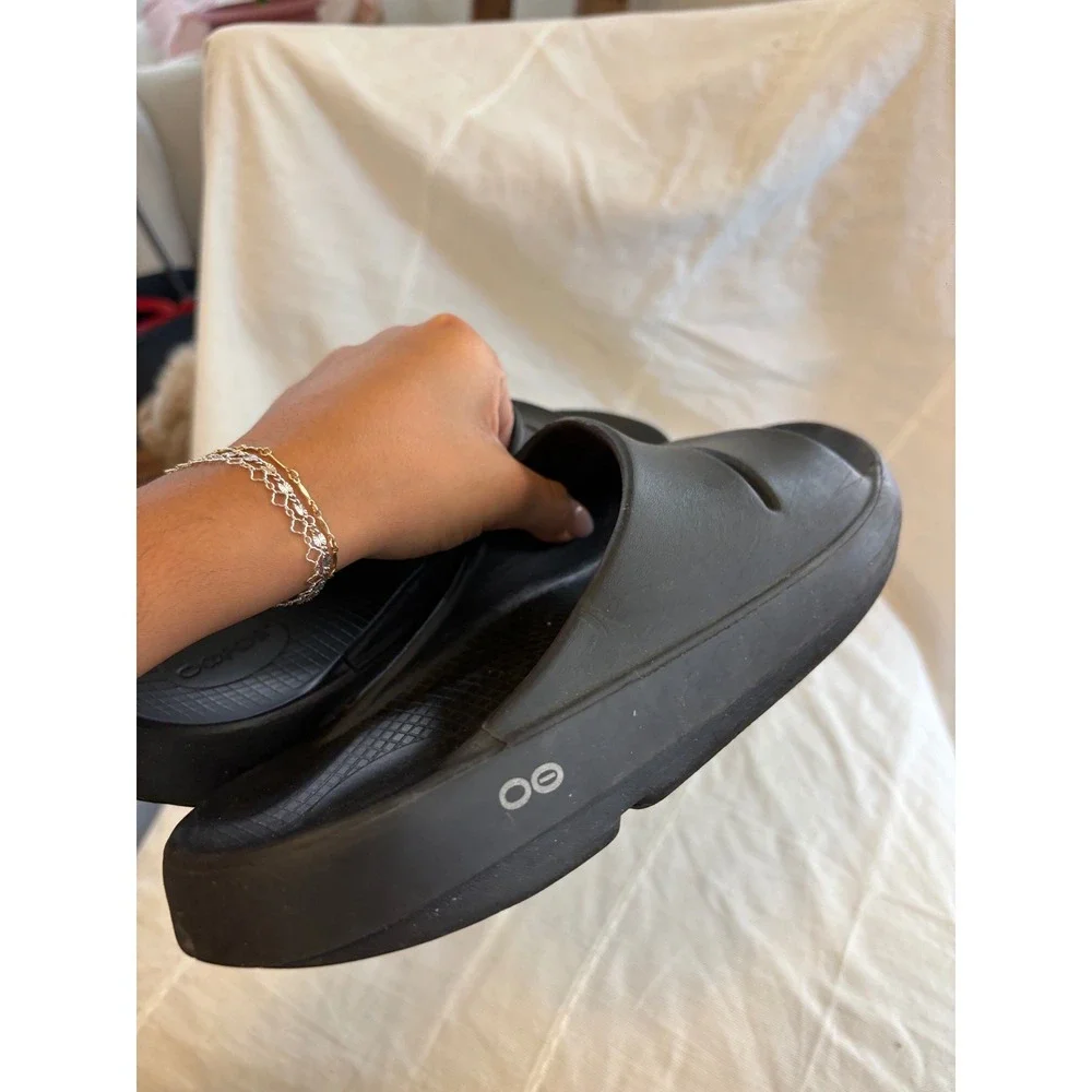 OOFOS OOahh Recovery Slides Black Foam Sandals Mens 11 Womens 13 EU 44